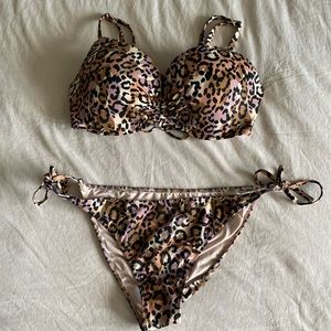 Shade & Shore cheetah bikini set with padded and lined top